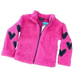 Splendid Pink Fleece Jacket with Black Heart Accents